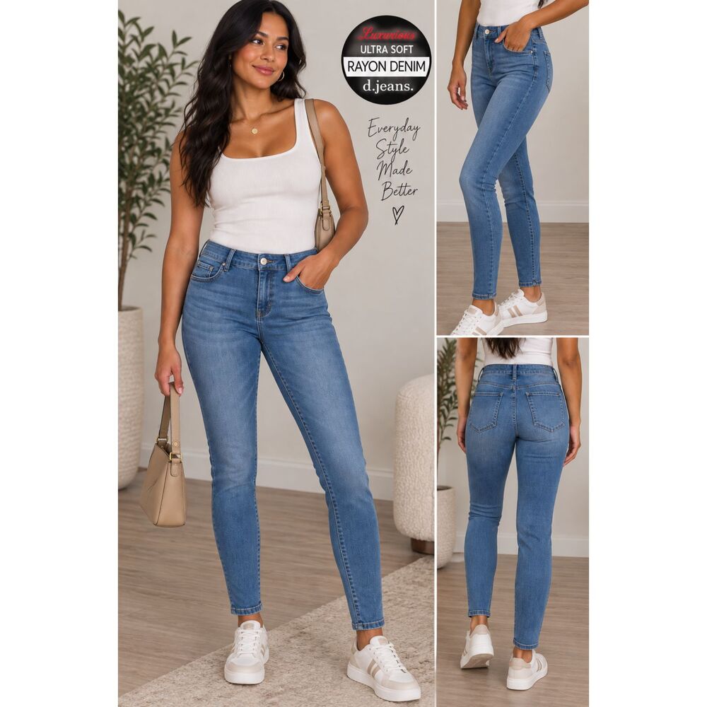D. Jeans Women’s 8P Skinny Jeans Medium Wash Ultra Soft Rayon Denim NWT